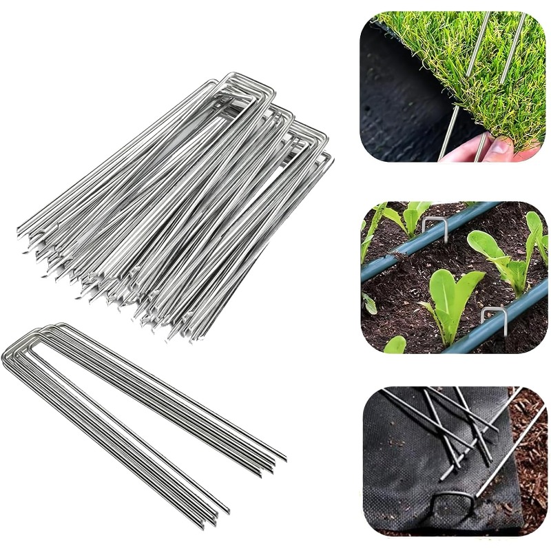 Gardening Tools For Weeds - 10개 U자형 정원 못 인조 잔디