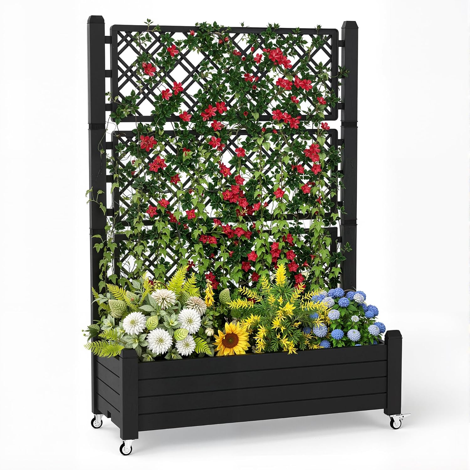 Self-Watering Planter - 트렐리스가 있는 높이 조절 가능한 화분,