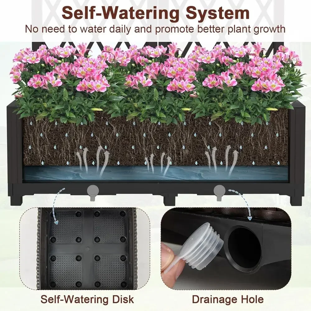 트렐리스가 있는 높은 화단, 화분, 그리고 야외 또는  - Self-Watering Planter 리뷰 및 가격