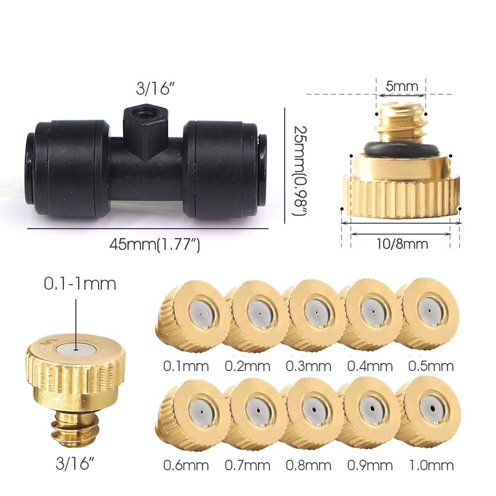 0.1-1mm 황동 스프레이 노즐 티형 퀵 커넥터 포함 - Garden Hose Nozzle 리뷰 및 가격