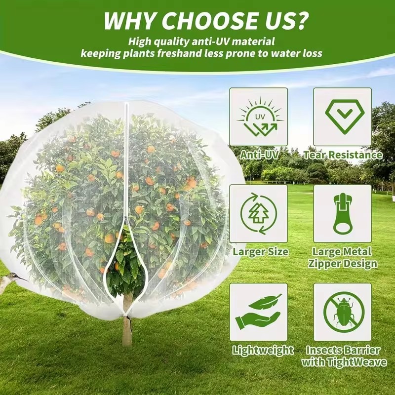 끈과 지퍼가 있는 과일나무 보호망, 새와 곤충 방지 정 - Garden Netting Cover 리뷰 및 가격