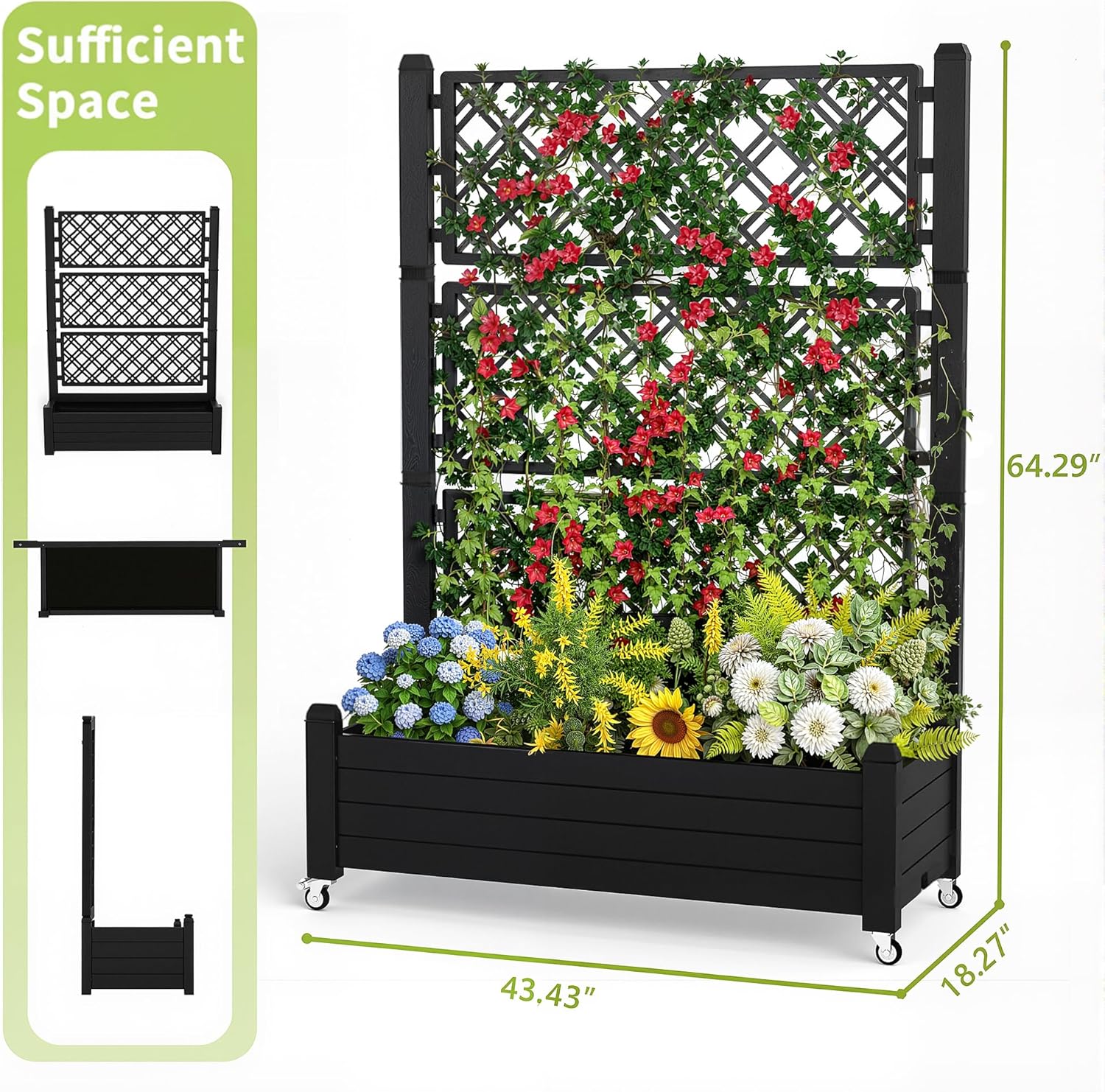 트렐리스가 있는 높이 조절 가능한 화분, 21갤런 자동 - Self-Watering Planter 리뷰 및 가격