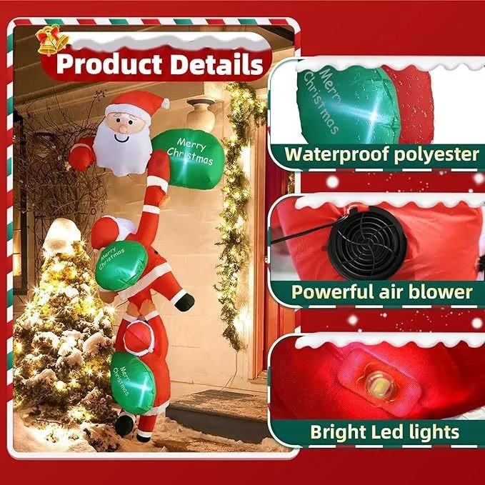 크리스마스 에어블로우 장식품, 삼면 벽 등반 노인 캐릭 - Gardening Tools For Elderly 리뷰 및 가격