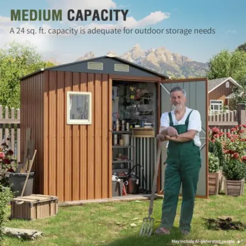 야외용 창고 6x4피트, 잠금 가능한 금속 정원 창고  - Gardening Tool 리뷰 및 가격
