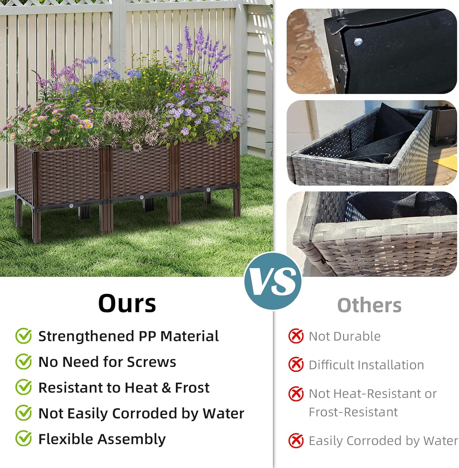 야외 정원용 라탄 화분, 내추럴 색상, 자가 급수 및  - Self-Watering Planter 리뷰 및 가격